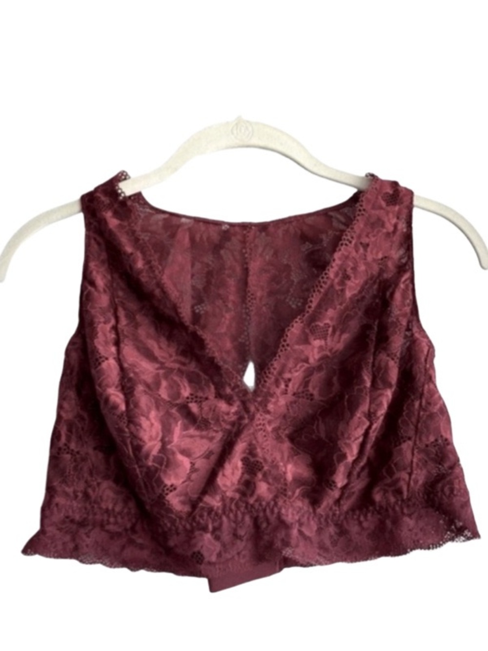Soma Embraceable Lace Bralette Split Back Big Cab Burgundy Red Size XL